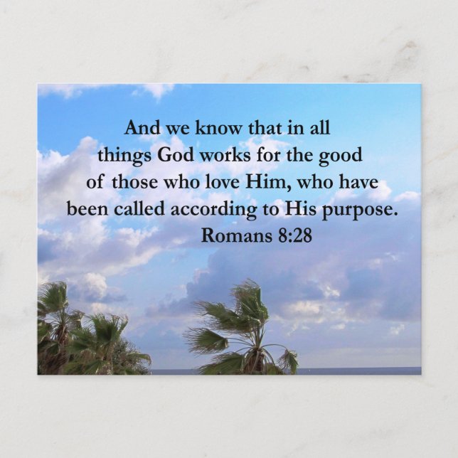 INSPIRIEREND ROMANS 8:28-DESIGN POSTKARTE (Vorderseite)