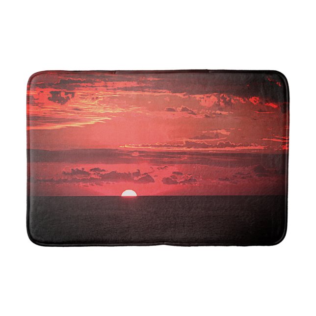 Inspirierend Rot-Orange-Sonnenaufgang Natur Foto Badematte (Vorderseite)