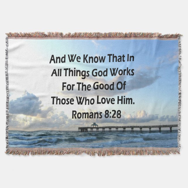 INSPIRIEREND RUMÄNE 8:28 BIBLE VERSE DECKE (Vorderseite)