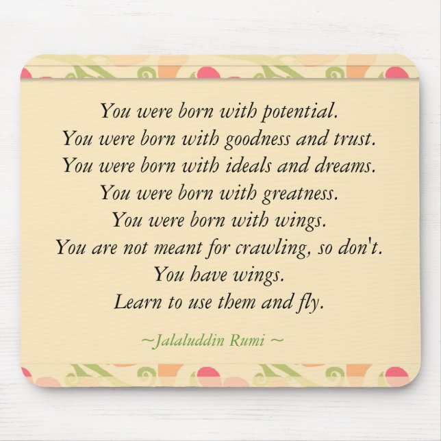 Inspirierend Rumi Zitat Mousepad (Vorne)