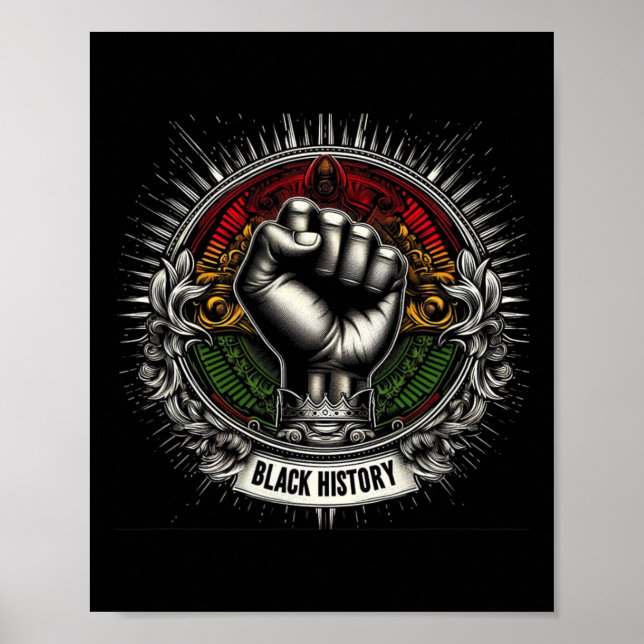 Inspirierend Schwarze Führer Power Faust Hand Schw Poster (Vorne)