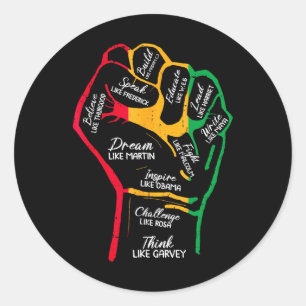 Inspirierend Schwarze Führer Power Faust Hand Schw Runder Aufkleber