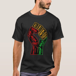Inspirierend schwarze Führer zuerst Hand Black His T-Shirt
