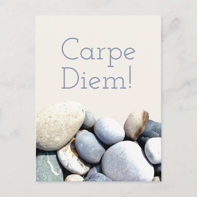 Inspirierend Stylische Carpe Diem Pebble Stones Postkarte (Vorderseite)