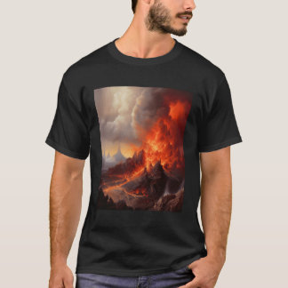 Inspirierend Vulkanausbruchsszene mit Lava Fl T-Shirt