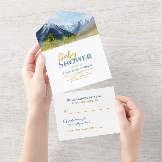 Inspirierend Wasserfarbenlandschaft Kinderdusche All In One Einladung (Abreißen)