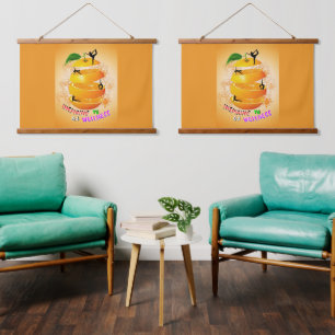 Inspirierend Wellness-Yoga Wandteppich Mit Holzrahmen