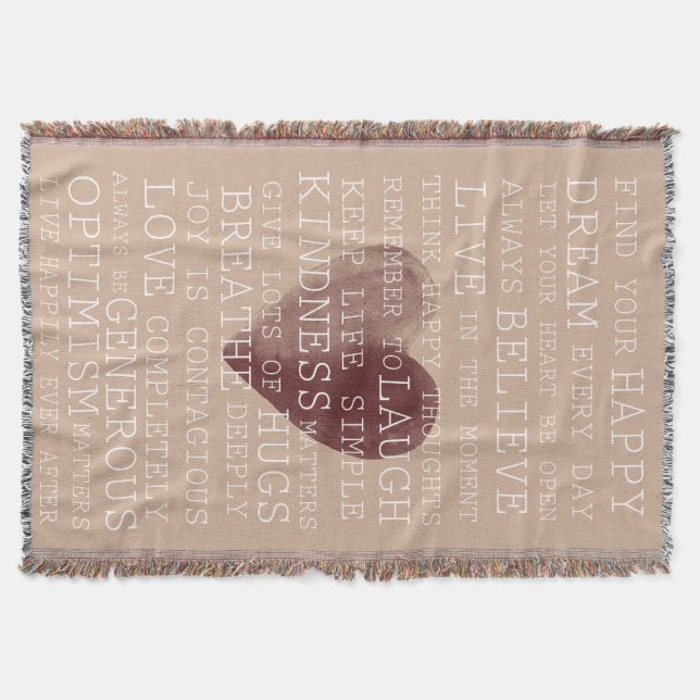 Inspirierend Wort-Aquarell-Herz Decke (Vorderseite)