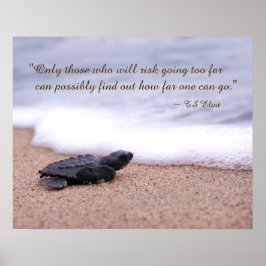Inspirierend Zitat Baby Sea Turtle Sand Ocean Poster