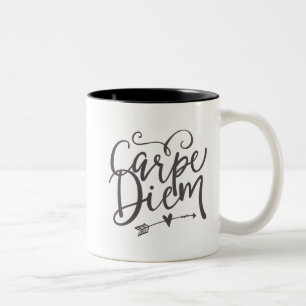 Inspirierend Zitat Carpe Diem ergreifen den Tag Zweifarbige Tasse