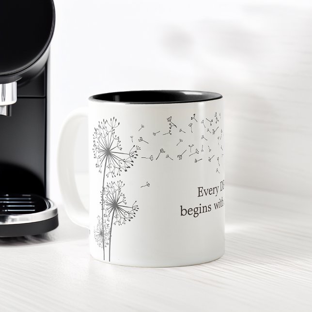 Inspirierend Zitat Grafischer Kronleuchter Zweifarbige Tasse (Inspiring Quote Graphic Dandelion Two-Tone Coffee Mug)