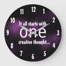 Inspirierend Zitat kreatives, dunkles Lila Design Große Wanduhr