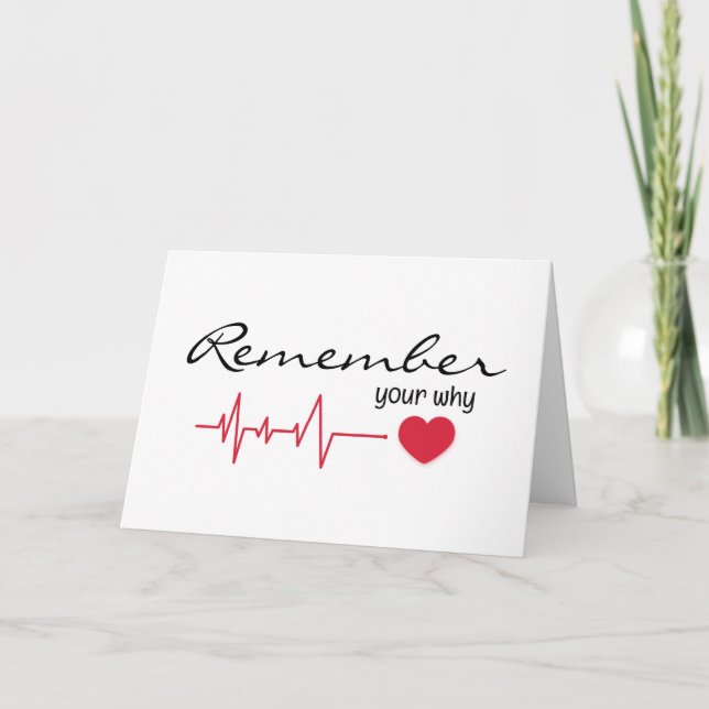 Inspirierend Zitat mit rotem Herzschlag Karte (Vorderseite)