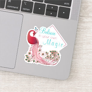 Inspirierend Zitat-schöner Pfau Aufkleber