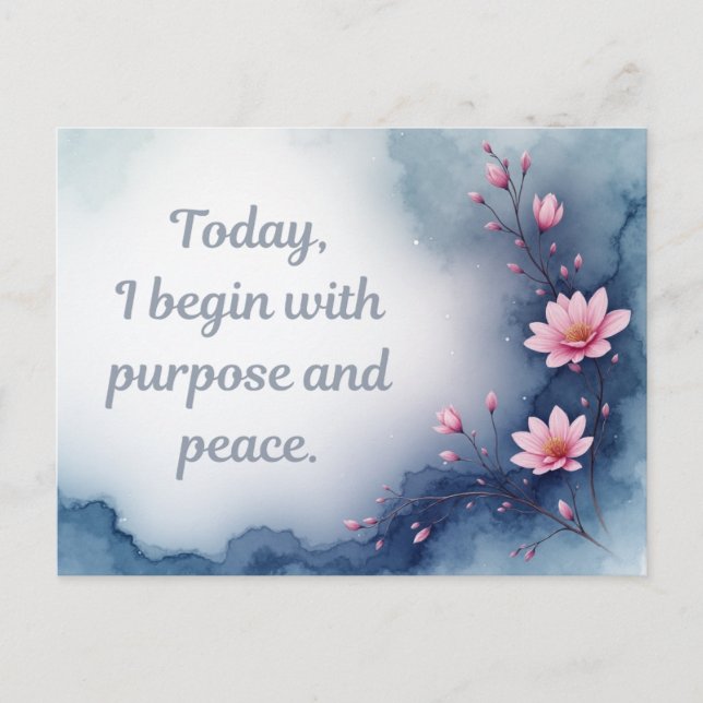 Inspirierende Affirmation mit rosa Blüten Postkarte (Vorderseite)