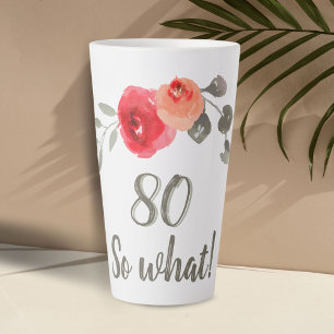 Inspirierende Aquarell-Blumen zum 80. Geburtstag Milchtasse