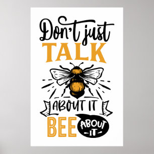 inspirierende Bienen lieben Wortkunst Poster