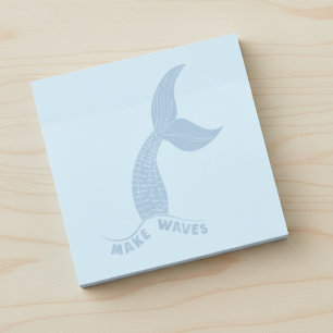 Inspirierende blaue Haftnotizen 'Make Waves' Post-it Klebezettel