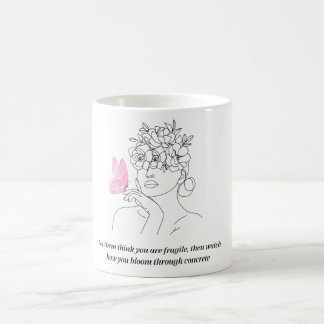 Inspirierende feministische Zitat-Linienkunst Kaffeetasse