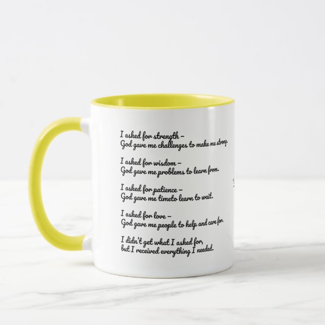 Inspirierende Gottes-Zitat-Tasse – Stärke, Weishei Tasse (Links)