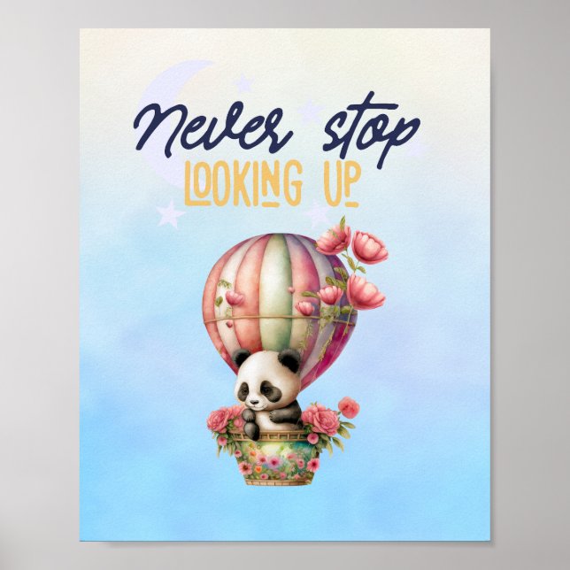 inspirierende Heißluftballon Panda Poster drucken (Vorne)