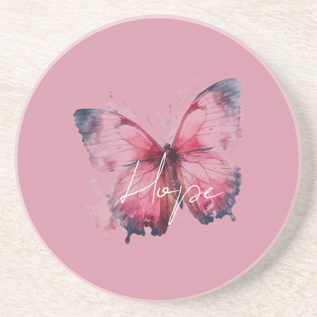 Inspirierende Hoffnung Rosa Schmetterling Getränkeuntersetzer (Vorne)