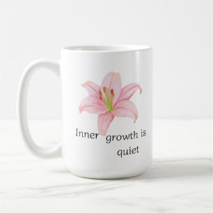 Inspirierende innere Wachstumsblume rosa Lilie Kaffeetasse