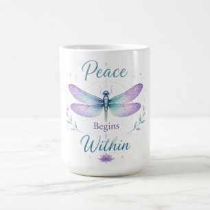 Inspirierende Libelle/Frieden Beginnt Innen Kaffeetasse