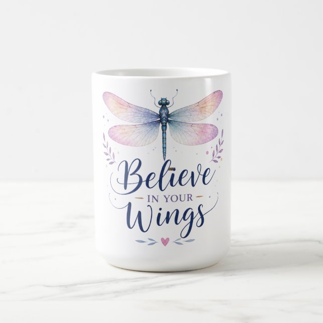 Inspirierende Libelle/Glaube an deine Flügel Kaffeetasse (Mittel)