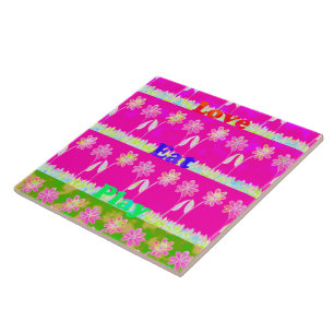 Inspirierende Liebe Essen Spiel Blumen Design Fliese