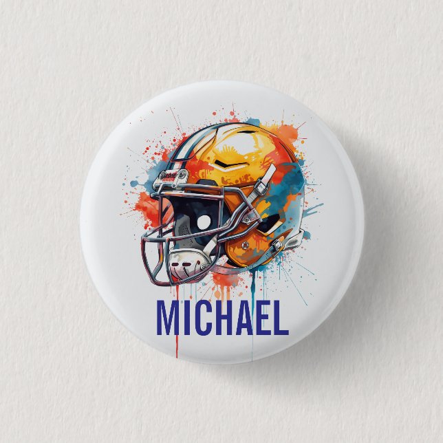 Inspirierende Motivierende Fußballhelm Name Button (Vorderseite)