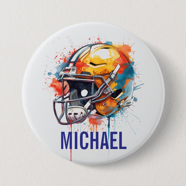 Inspirierende Motivierende Fußballhelm Name Button (Vorderseite)