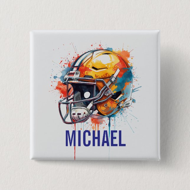 Inspirierende Motivierende Fußballhelm Name Button (Vorderseite)