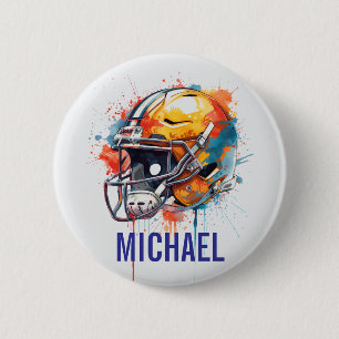 Inspirierende Motivierende Fußballhelm Name Button