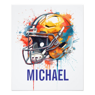 Inspirierende Motivierende Fußballhelm Name Fotodruck