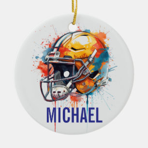 Inspirierende Motivierende Fußballhelm Name Keramik Ornament