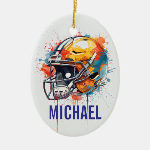 Inspirierende Motivierende Fußballhelm Name Keramik Ornament