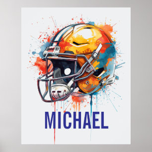 Inspirierende Motivierende Fußballhelm Name Poster