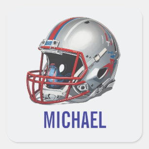 Inspirierende Motivierende Fußballhelm Name Quadratischer Aufkleber
