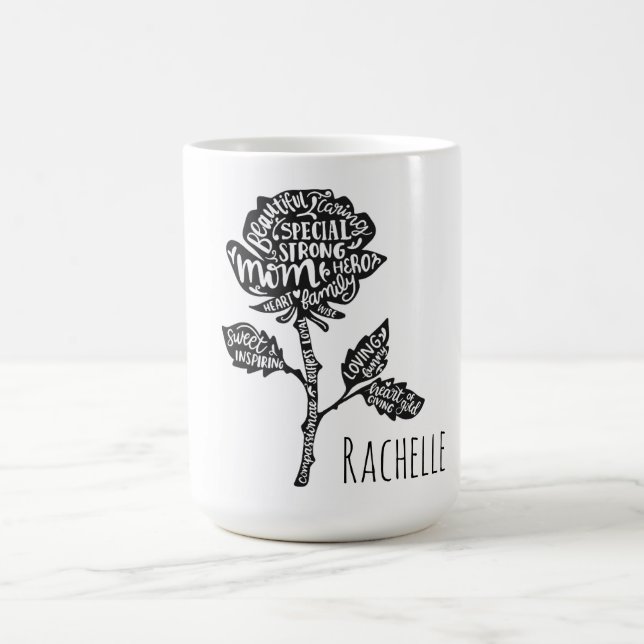 Inspirierende Mutter-Typografie-Blumendesign Kaffeetasse (Mittel)