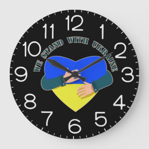 Inspirierende Nachricht Wir stehen mit der Ukraine Große Wanduhr