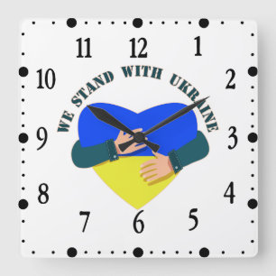 Inspirierende Nachricht Wir stehen mit der Ukraine Quadratische Wanduhr