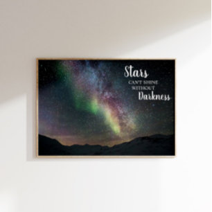 Inspirierende nächtliche Aurora Nordlichter Poster