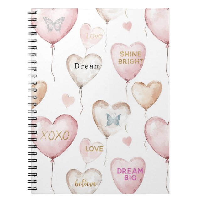 Inspirierende rosa Creme-Herzen Notizblock (Vorderseite)