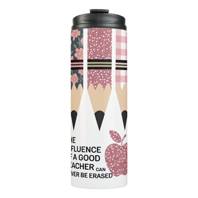 Inspirierende rosa Leopard-Lehrerin Thermosbecher (Vorderseite)