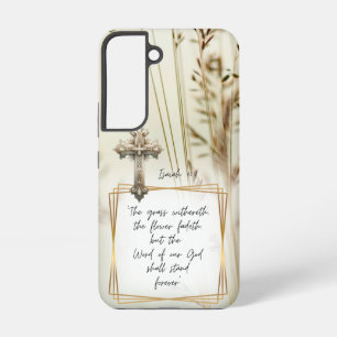 Inspirierende Schrift Natur Gras Beige Kreuz Samsung Galaxy Hülle
