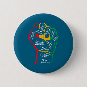Inspirierende schwarze Führer Power-Faust Hand sch Button