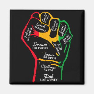 Inspirierende schwarze Führer Power-Faust Hand sch Magnet
