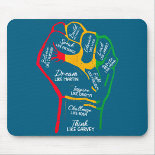 Inspirierende schwarze Führer Power-Faust Hand sch Mousepad