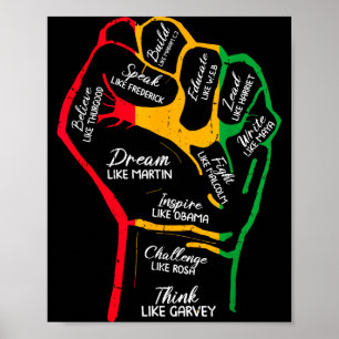 Inspirierende schwarze Führer Power-Faust Hand sch Poster